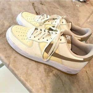 Nike Air Force 1 Cream and White Sneakers